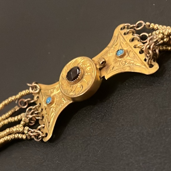 Antique 1800s Gold Victorian Bohemian Multi Strand Garnet Beaded Necklace - Picture 15 of 16